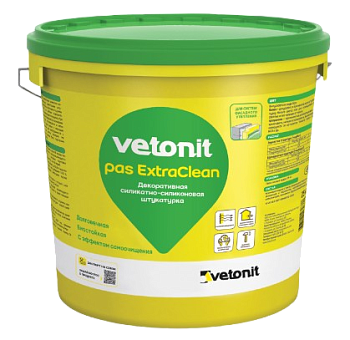 Vetonit Pas ExtraClean камешковая (корник) белая 2мм, силикатно-силиконовая под колеровку, 25кг